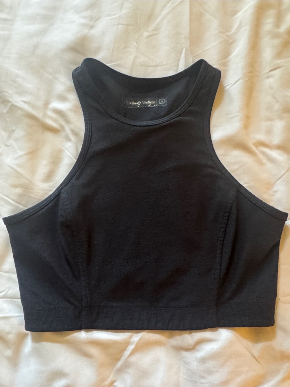 Outdoor Voices Black High-Neck Crop Top